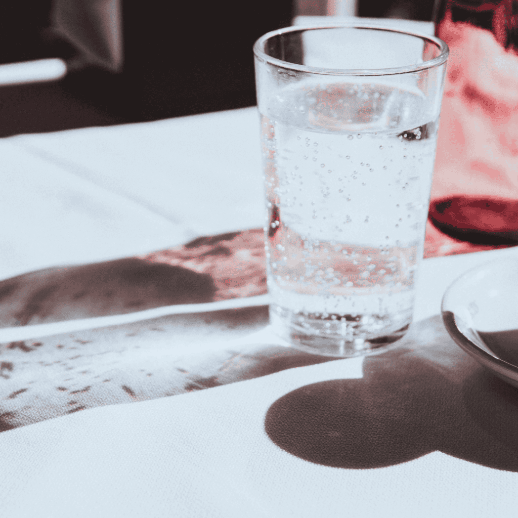 glass of water on a table