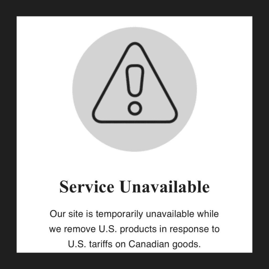 Tariffs on Ontario's Alcohol Industry - LCBO service unavailable notice